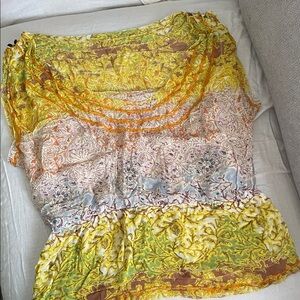 Diane Von Furstenberg Yellow Floral Print Lightweight Blouse